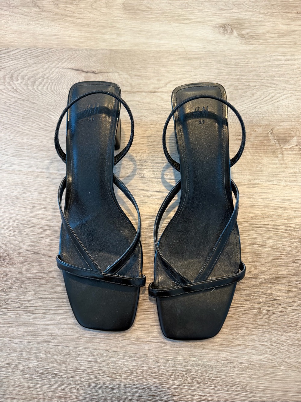 Strappy Black Women's Square-Toe Kitten heel sandals